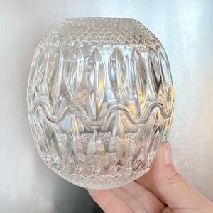 Vintage Clear Crystal Interlocking Egg-Shaped Clamshell Candy Dish / Fairy Light